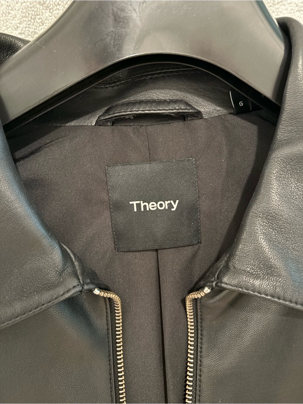 Theory Black Leather Zip Bomber Jacket - Picture 5 of 8